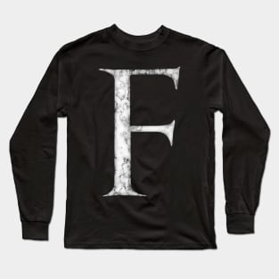 F in Roman White Marble Latin Alphabet Letter Sticker Long Sleeve T-Shirt